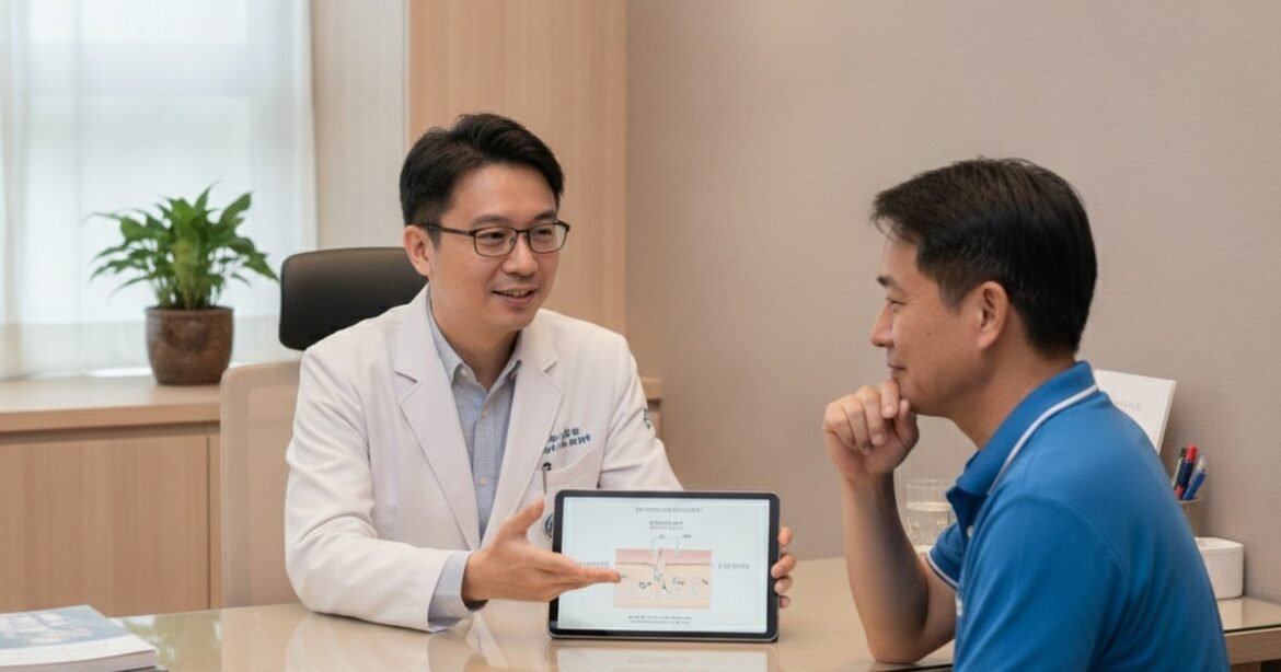 吳芮醫師說明粉刺的科學成因與吳芮醫師推薦術前評估的重要性