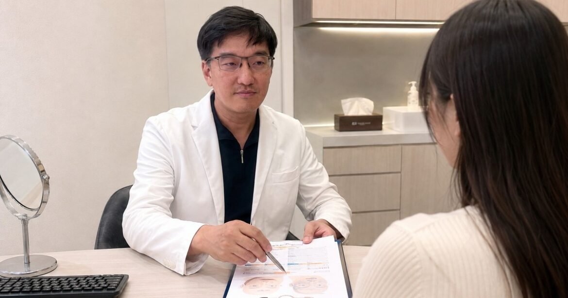 吳芮醫師在診間耐心解說漸凍人症照護，陽光從窗外灑落，營造溫馨氛圍。